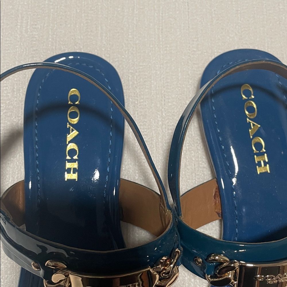 Coach Caterine Blue Patent Flat Sandals - Picture 3 of 5